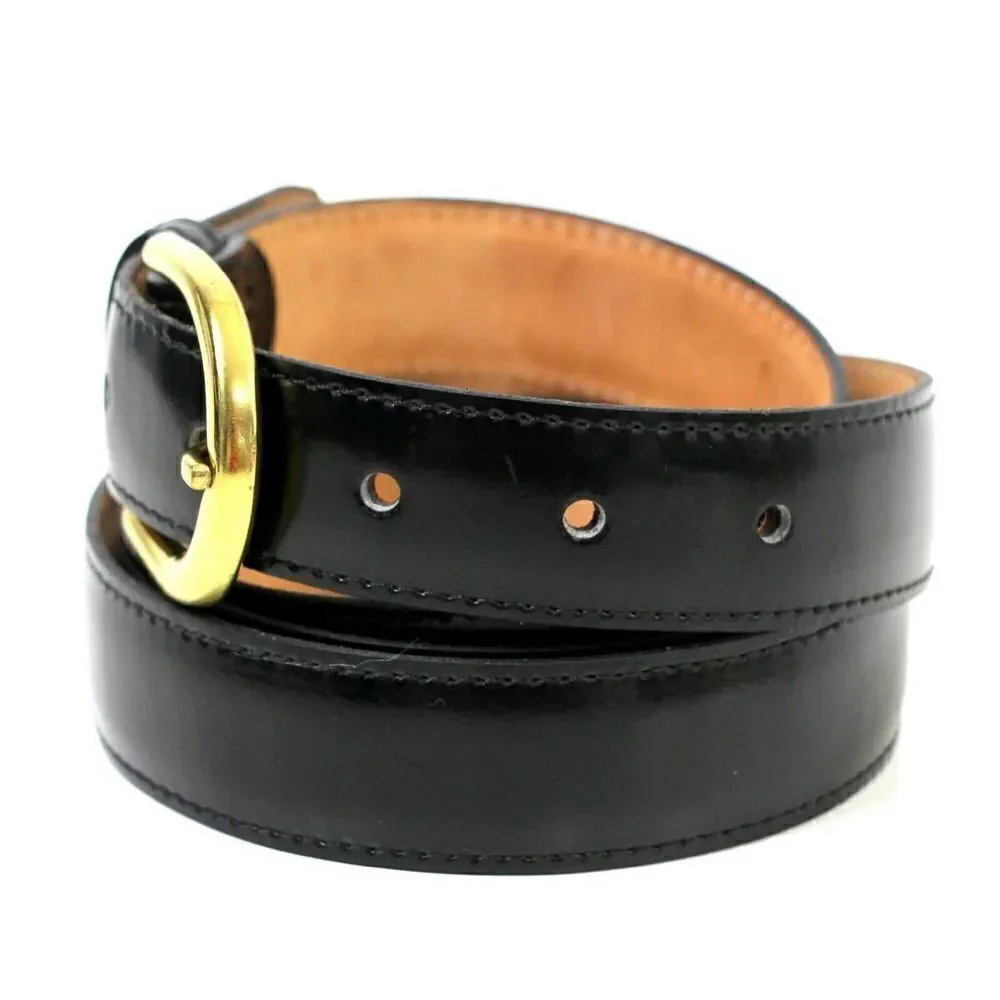 USA STITCHED BLACK GENUINE LEATHER 1 1/8